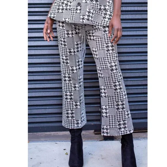 Anthropologie Plaid Cropped Pants Black and White by Eva Franco - Picture 2 of 4